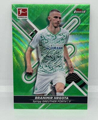 2022 Topps Finest Bundesliga Branimir Hrgota Green Wave Refractor SP