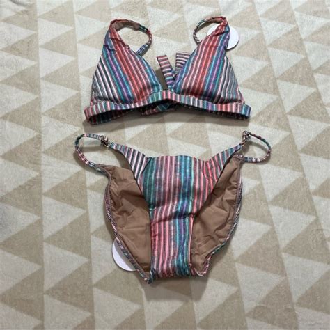 Anthropologie Swim Pq Swim Vivian Bikini Metallic Stripes Nirvana