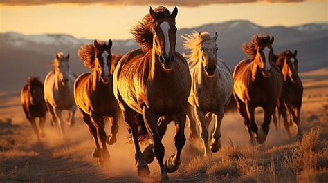 Premium AI Image | Wild Horses Galloping Across the Landscape