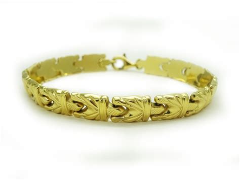 Milor Italy Fancy Interlocking 7mm Wide Link Bracelet 14k Gold