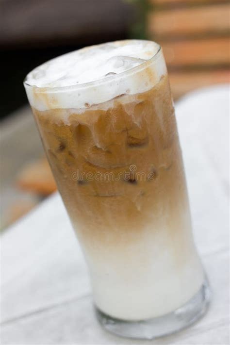 Iced Coffee With Milk Is On The Table Stock Image Image Of Caffeine