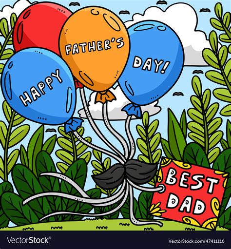 Happy Fathers Day Balloons Colored Cartoon Vector Image