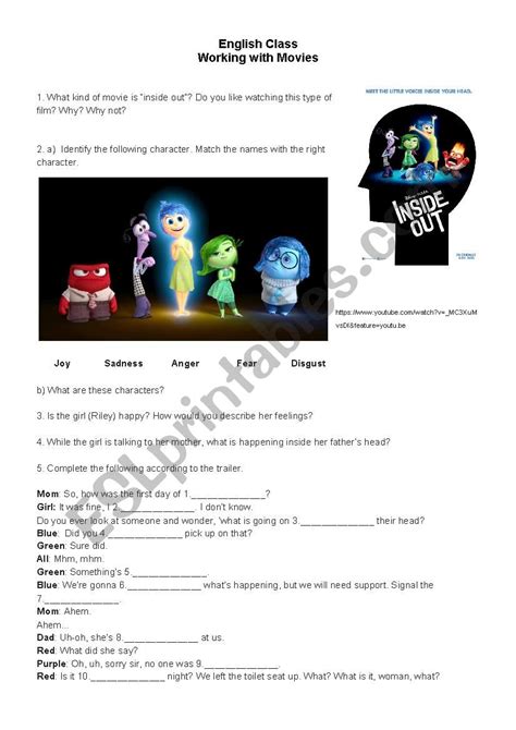 Inside Out Worksheets