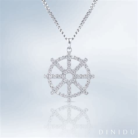 cubic zirconias white gold dharmachakra pendant dinidu