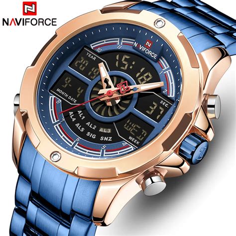 Naviforce Reloj Deportivo De Lujo Para Hombre Cron Grafo De Cuarzo Y