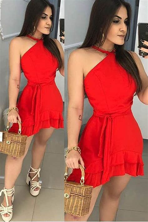 Vestido Curto Vermelho Decote J Ia Fashion Red Dress One Shoulder Dress