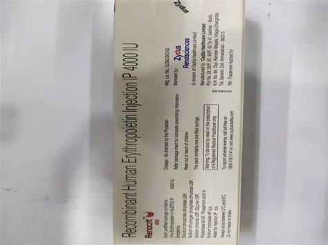 Renocrit 4000 Iu Injection Prescription At Rs 1307 Piece In Raigad