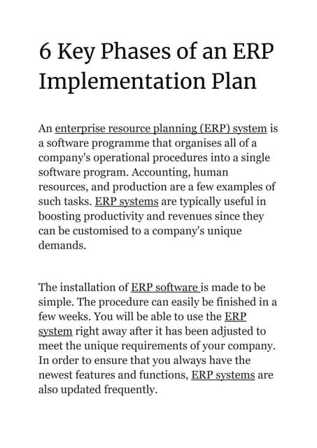 6 Key Phases Of An Erp Implementation Plan 1 Docx