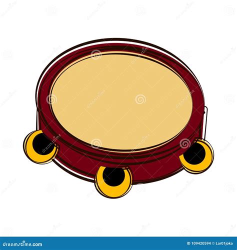 Isolated Tambourine Sketch Musical Instrument Stock Vector