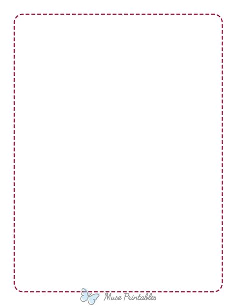 Printable Burgundy Rounded Thin Dashed Line Page Border