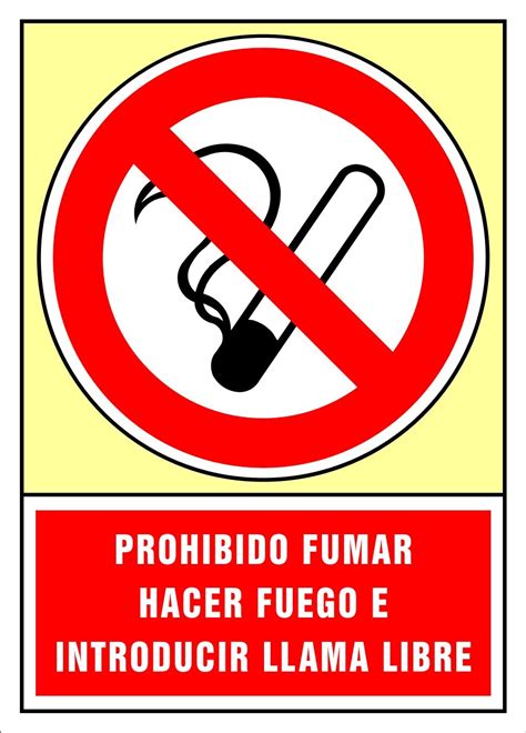 Señal Prohibido Fumar Hacer Fuego E Introducir Llama Libre Colores De