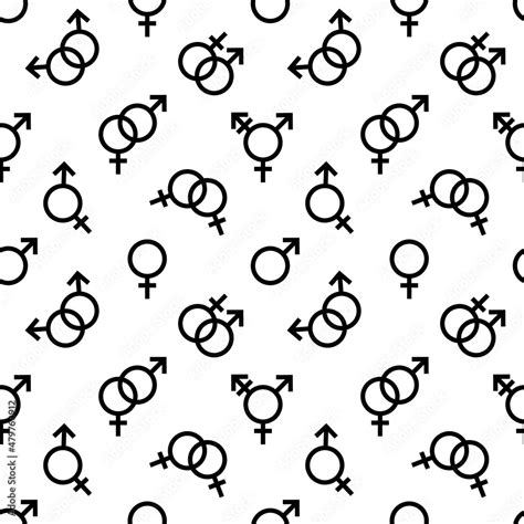 Seamless Pattern Of Gender Signs Black Icons Of Gender Identity And Sexual Orientation Vector