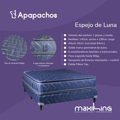 Sommier Y Colch N Resorte Maxiking Espejo De Luna Plazas Y Media