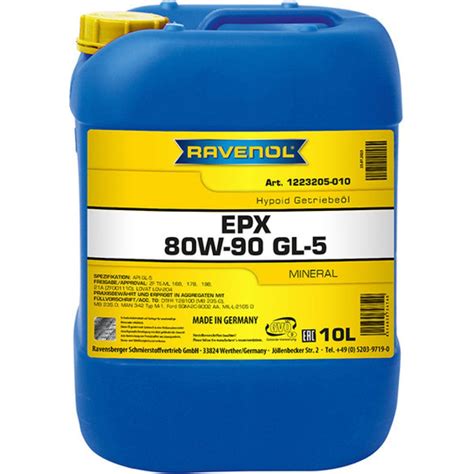 Трансмиссионное масло RAVENOL Getriebeoel EPX SAE 80W 90 GL 5 10 л