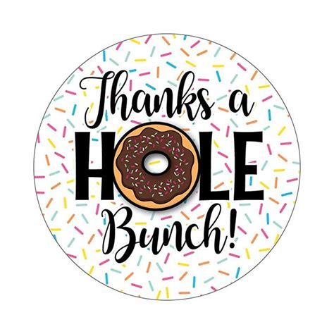 Inch Donut Stickers Thank You Labels Thanks A Hole Bunch