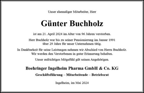 Traueranzeigen von Günter Buchholz vrm trauer de