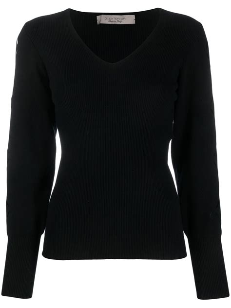 D Exterior V Neck Ribbed Knit Jumper Farfetch