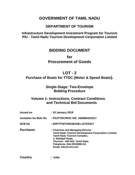 PDF GOVERNMENT OF TAMIL NADUBidding Document For Purchase Of Boats