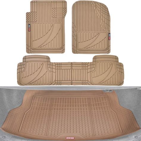 Motor Trend Flextough Advanced Black Rubber Car Floor Mats With Cargo Liner Full Set Front