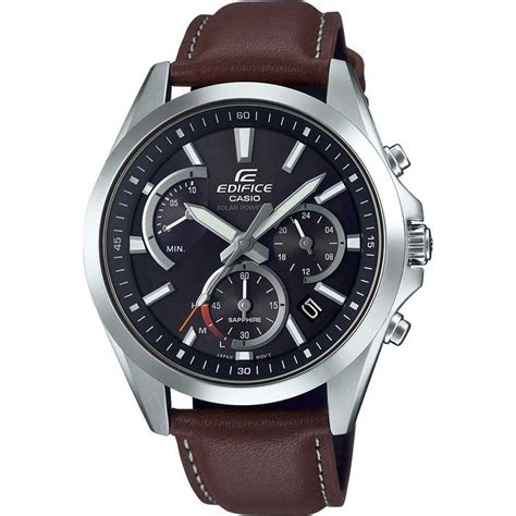 Casio Edifice Men S Brown Leather Solar Chronograph Watch Watches