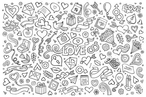 Sketchy Vector Hand Drawn Doodles Cartoon Set Of Love And Valentine S