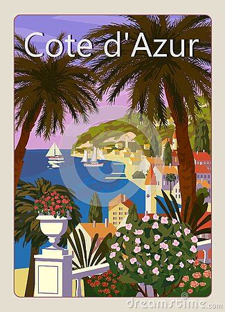 Poster Cote De L Azur French Riviera Coast Vintage Resort Coast Sea