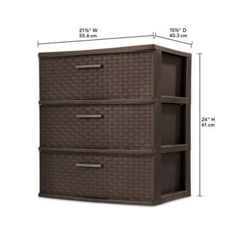 Sterilite 3 Drawer Wide Weave Storage Tower Plastic Organizer Drawers