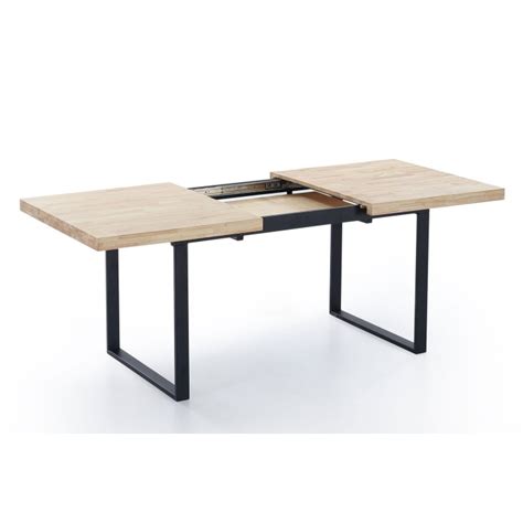 Table repas extensible bois foncé et acier noir L180 Matika Maisons