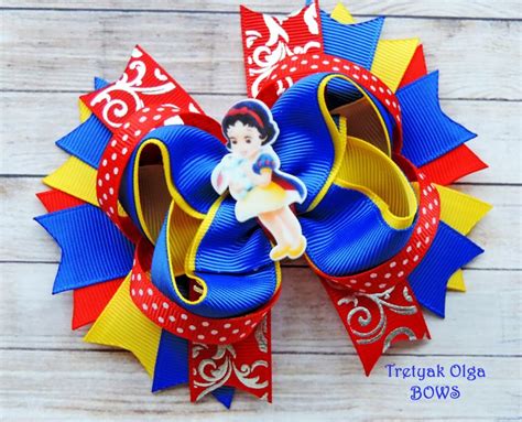 Snow White Hair Bow Princess Stacked Bow Boutique Bow Disney Princess