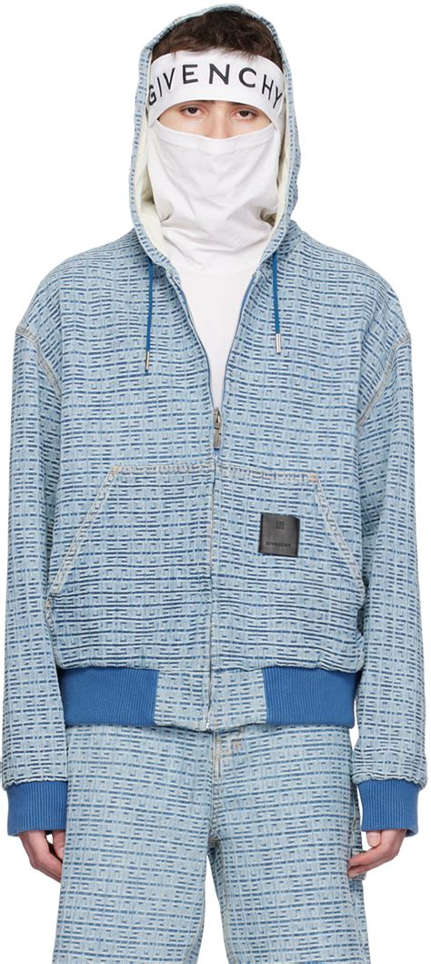 Givenchy Blue Jacquard Denim Hoodie Givenchy