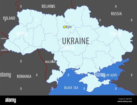 Ucrania Mapa del territorio del Estado ucraniano con la designación de