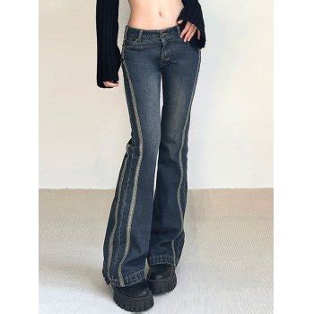 Emmiol Kostenloser Versand Gestreifte Vintage Flare Jeans Mit