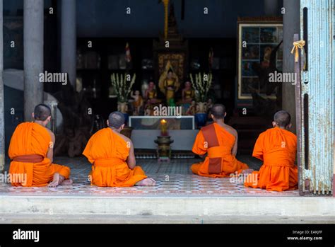 Vietnam’s Khmer Theravada Buddhist monks between the ages of 15 and 20 pray at a monastery in ...