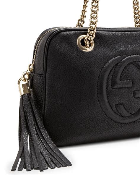 Lyst Gucci Soho Leather Doublechainstrap Shoulder Bag In Black