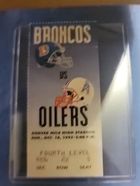 Octobre Denver Broncos Vs Houston Oilers Stub Billet Eur