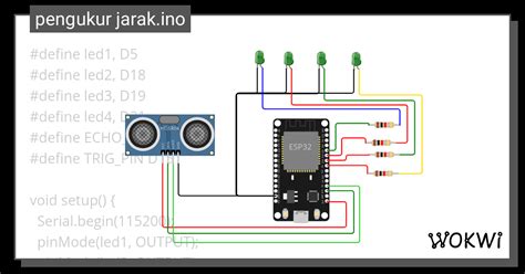 Pengukur Jarak Ino Wokwi ESP32 STM32 Arduino Simulator