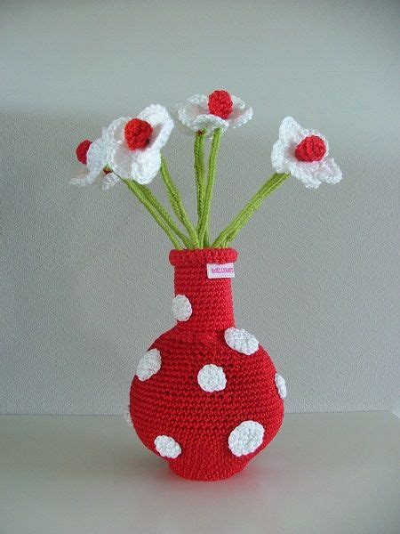 Stylish Dots Crochet Flower Vases Vibrant Home Decor