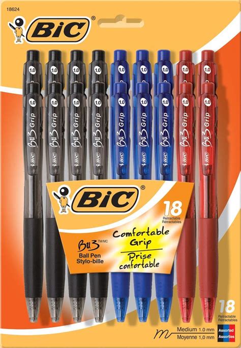 BIC BU3 Retractable Ball Pen Medium Point 1 0 Mm Assorted Colors