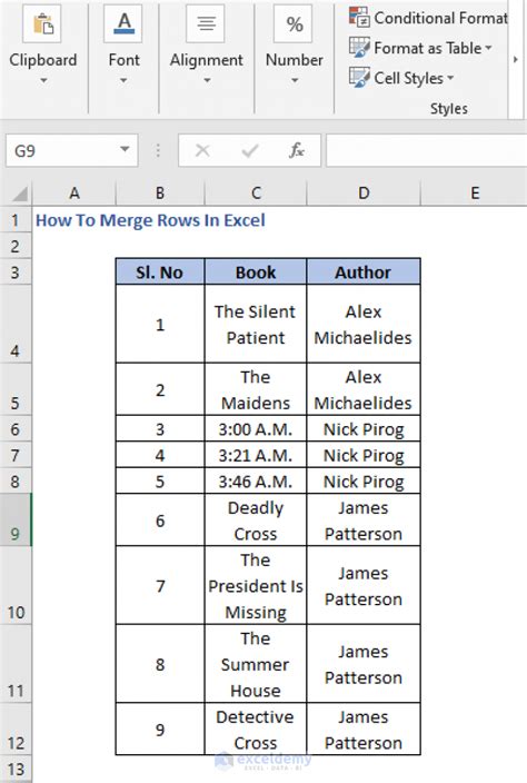 How To Merge Rows In Excel 2 Easy Methods Exceldemy