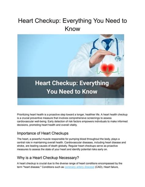 Heart Checkup Everything You Need To Know Pdf