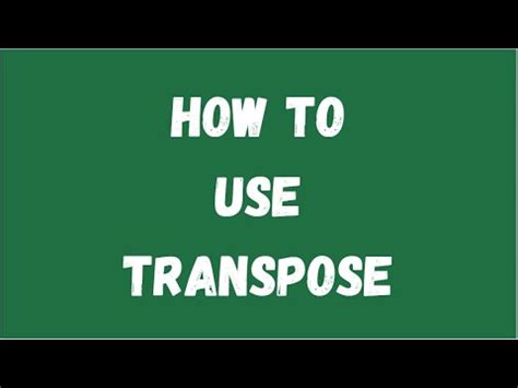 transpose youtube