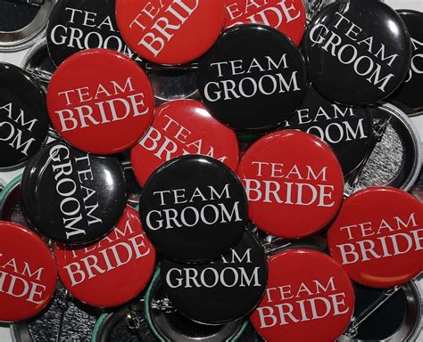 Team Bride Team Groom Red Black 100 Pack Buttons Pinbacks Etsy