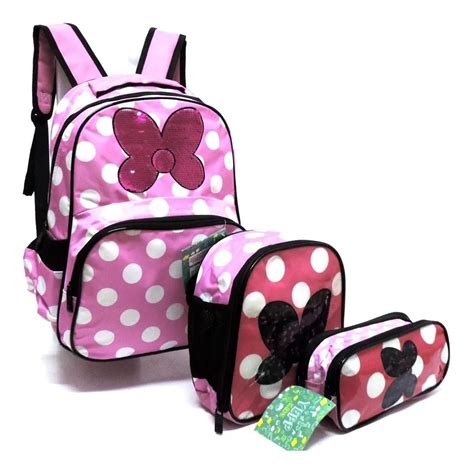 Kit Mochila Infantil Escolar Minnie Mouse La O Costas Tam G Yepp