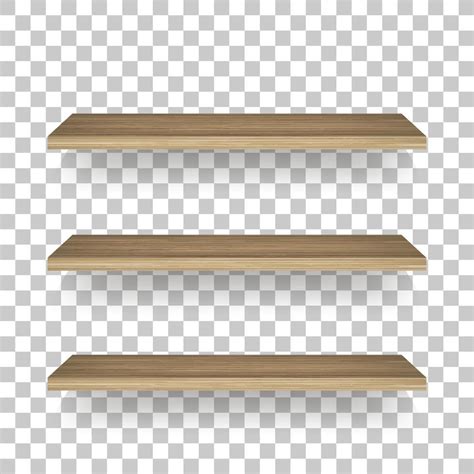 Wooden Shelf On Transparent Background With Soft Shadow 3D Empty