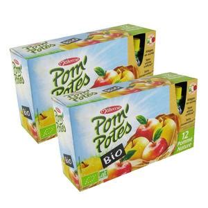 Promotion Pom Potes Pomme nature sans sucres ajoutés Bio Lot de 2x12