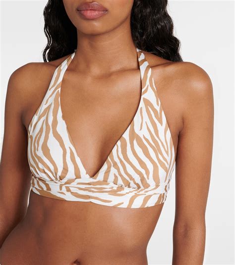 Alberta Zebra Print Bikini Top In Multicoloured Max Mara Mytheresa