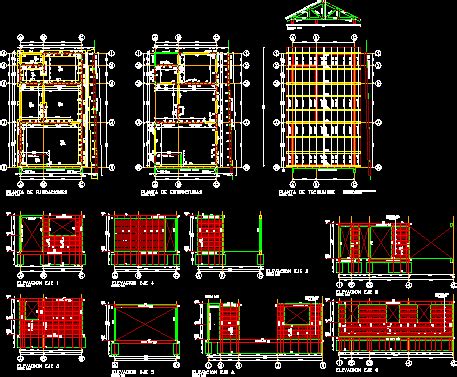 Estructura Vivienda Albañileria Reforzada En DWG 160 77 KB Librería CAD