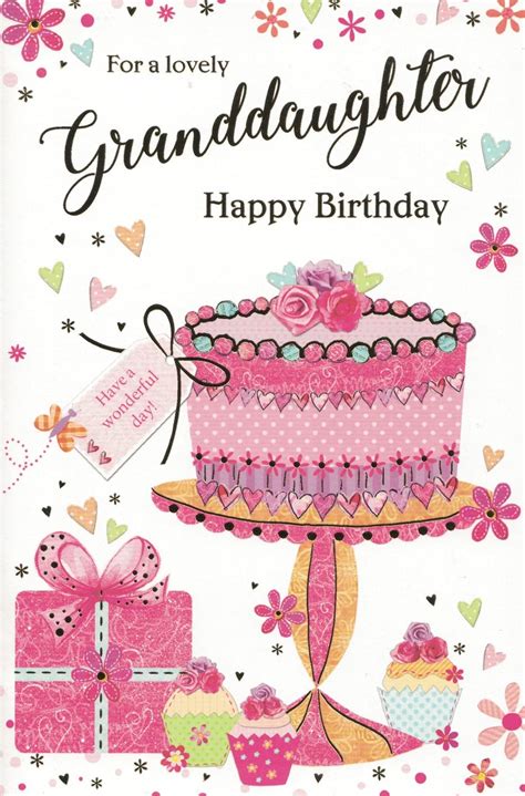 Granddaughter Birthday Card Birthday Cake 9 X 6 Inches Oe Amazon