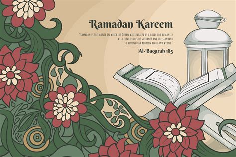 fondo floral y corán en diseño dibujado a mano para ramadan kareem o