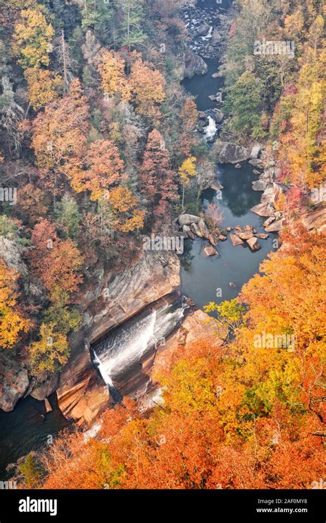 Tallulah Gorge State Park With View Of Waterfall And River Located In